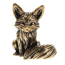 Cabilock Vintage Brass Fox Sculpture Desk Exquisite Animal Brass Decoration Unique Table Accessories Mini Fox Decoration Small Animal Statue