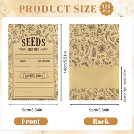 120 Seed Envelopes With Window, Resealable Floral Seed Storage Bags
