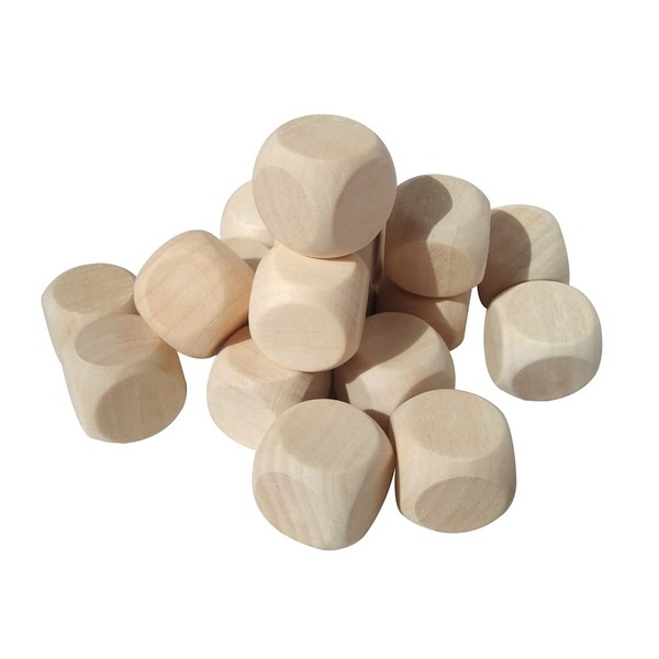 100 Pcs 16mm Blank Wooden Dice Unfinished Wood Blocks Small Craft Cube Rounded Six Sided Dice Square Dice Set for DIY Teaching Board Game