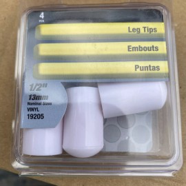 Shepherd Hi-Vinyl Leg Tips 1/2" 13mm #19205 - White - 10 packs of 4 - Total 40