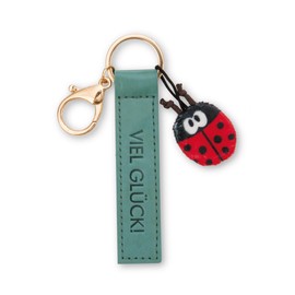 NICI Key Ring with Ladybird Design 10 cm Faux Leather Cord Green
