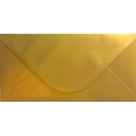 METALLIC GOLD GUMMED ENVELOPE 110mm x 220mm DL - Pack of 50