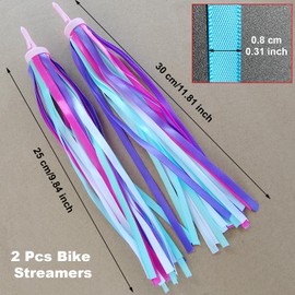 Taicols Kid's Bicycle Handlebar Streamers, 2 Pcs Bike Streamers, Children's Bicycle Tassels Scooters Rainbow Bike Streamers Handlebar Streamers Ribbon Bike Decoration for Bicycle Scooter Tricycle (A)