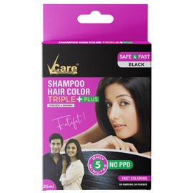 Vcare Shampoo Hair Color, Black, 25Ml
