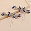 THJOPOKEEL 2 Pcs Crystal Bridal Hair Pins Sparkle White Blue