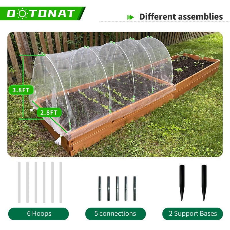 OOTONAT Garden Hoops for Raised Beds- Rust Free Fiberglass Frame