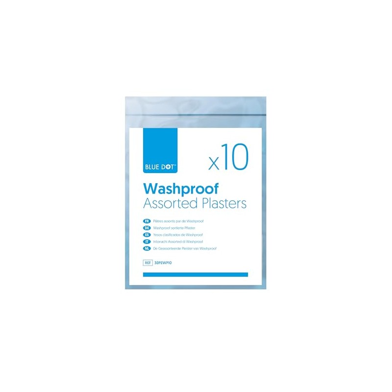 Blue Dot Assorted Washproof Plasters 10-Piece