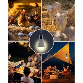 ZGAYERA Solar Light Bulbs Indoor, Solar Rechargeable Light Bulbs，Chicken Coop Accessories, Solar Camping Accessories, Solar Light Bulbs for Outside Waterproof ,Tent Night Fishing Emergency Lights