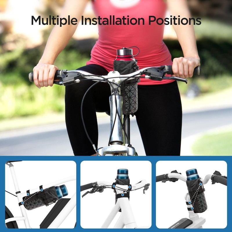AiQInu Universal Bicycle Bottle Holder with Bag for Folding, Pushchair,