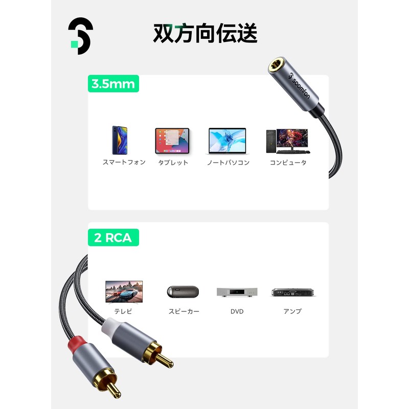RCA 3.5mm Converter Cable - SOOMFON Aux 3.5mm Female to