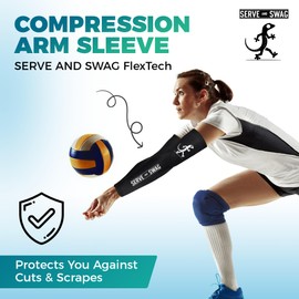 SERVE AND SWAG™ Compression Arm Sleeves, Moisture Wicking, Cooling, Breathable, Package Contains (2) Medium, Black, Serve And Swag Sleeves