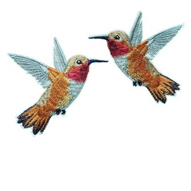 1pair Birds Embroidery Garment DIY Decorations Accessories Applique (Orange Bird)