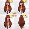MINSEEYOO Auburn Wig with Bangs for Women Long Layered Wigs