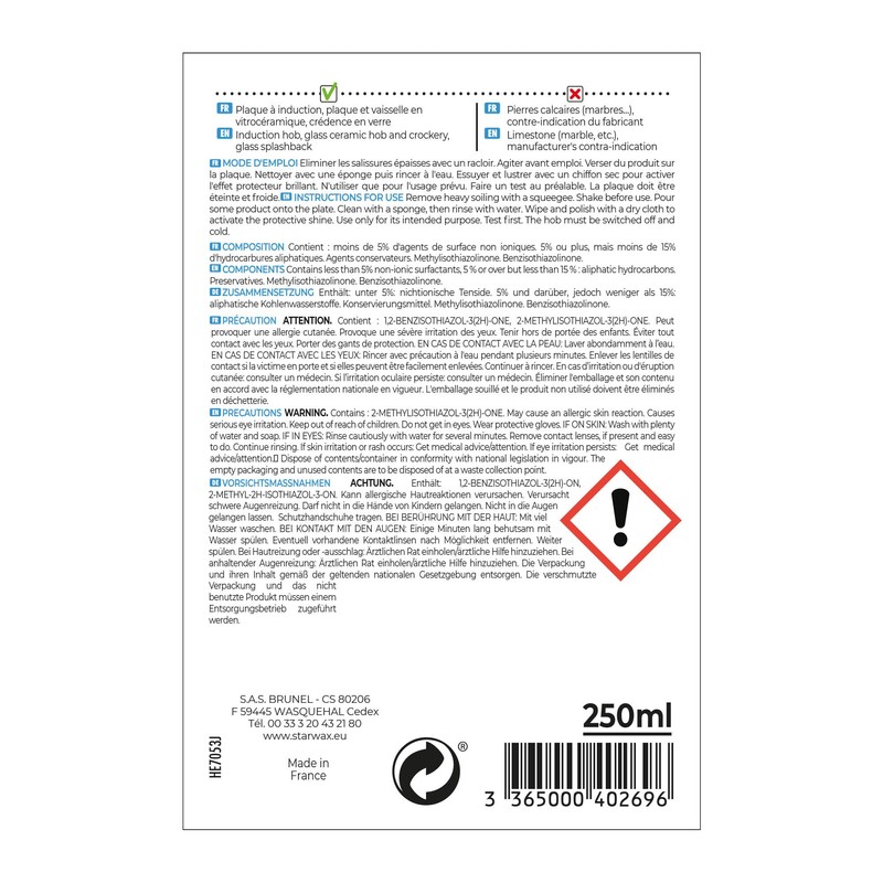 STARWAX - Care Cream for Glass Ceramic and Induction Cookers