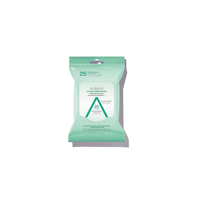 Almay Biodegradable Clear Complexion Removedoras de Maquillaje, Verde, Paquete de