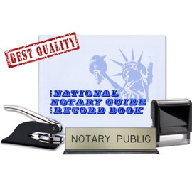 Notary Journal, Self Inking Stamp, Black Pocket Seal Embosser, and Notary Public Desk Sign Bundle | Maryland
