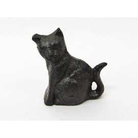 Tiny Miniature Cast Iron Cat Figurine 1.75 Inch Rustic Primitive Style for Garden or Potted Plant