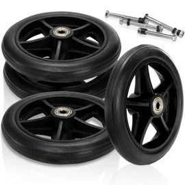 Covzoe 4 Pack Wheel Replacement, 6 Inch Anti-Slip Solid Caster Roller Wheels for Walkers, Heavy-Duty Office Wheelchair Front Wheel Accessories, Safe Rolling for all Floors, Black