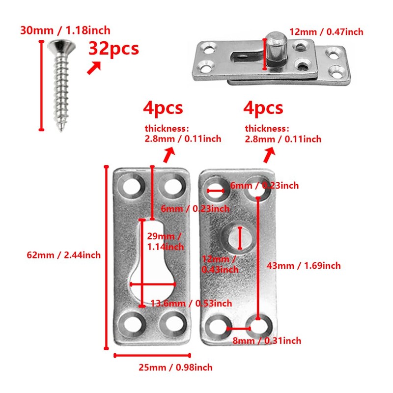 ONEBO 4 Sets Bed Frame Connectors, Bed Hook Fasteners, Rail