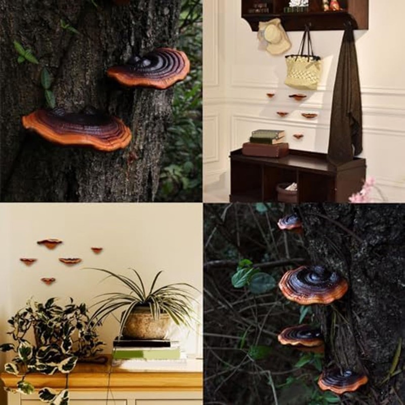 JAVERGGN Pack of 5 Mushroom Shelf Wall Decoration Small Wall