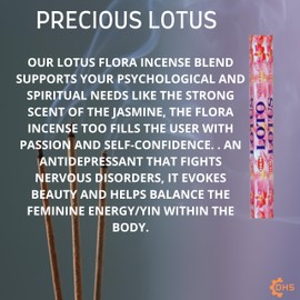 HEM Incense sticks PRECIOUS LOTUS Full box of 6 with DHS incense stick holder for Yoga, Meditation, Healing, Spirituality, Aromatherapy, Incense Spa and Relaxation…