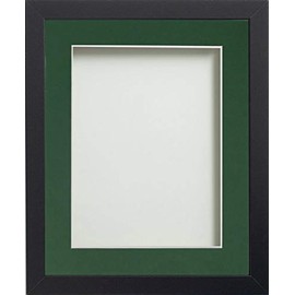 Frame Company Allington Black Photo Frame with Bottle Green Mount, 8x6 for 6x4 inch, fitted with perspex