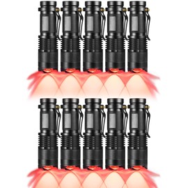 RaySoar 10 Pack Red Light Flashlight, 1 Mode Red LDE Flashlight for Astronomy, Night Observation and Outdoor Activities, SK68-Red-Flashlight-1mode-BK-10P1