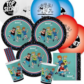 53-Piece Party Set - Three Question Marks ??? Kids - Plates Cups Napkins Balloons Straws for 8 Children