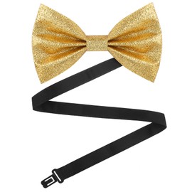 1 PCS Gold Bow Tie, Sequin Bow Tie, Adjustable Length Fancy Pre-Tied Glitter Shiny Sequin Bow for Men Banquet Carnival Party Christmas Fancy Dress Wedding (4.72 × 2.76 Inches)