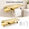 Wall Mounted Double Toilet Paper Holder with Shelf, 304 Stainless