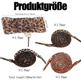 oooaooo 4 Pairs of Shoe Laces, Leopard Shoe Laces, Satin Laces, Fashionable Wide Leopard for Trainers and Casual Shoes, Fashionable Accessories