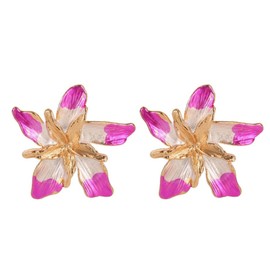 Vintage Flower Stud Earrings for Women Girls,Colorful Flower Statement Earrings Chunky Floral Earrings Elegant Camellia Huggie Earrings Jewelry Gift, Zinc, alloy