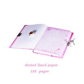 DUDUBUY Butterfly Garden Secret Diary with Lock 7" Journal Notebook with 300 Sided Lined and blank Pages With Gem Studded Heart Shaped Padlock and 2 Keys for Girls Kids Ages 5-12