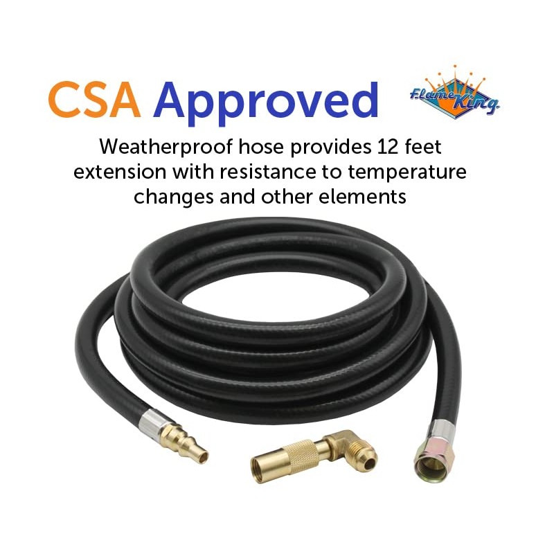 Flame King Propane 12ft RV Quick Connect Hose Adapter for