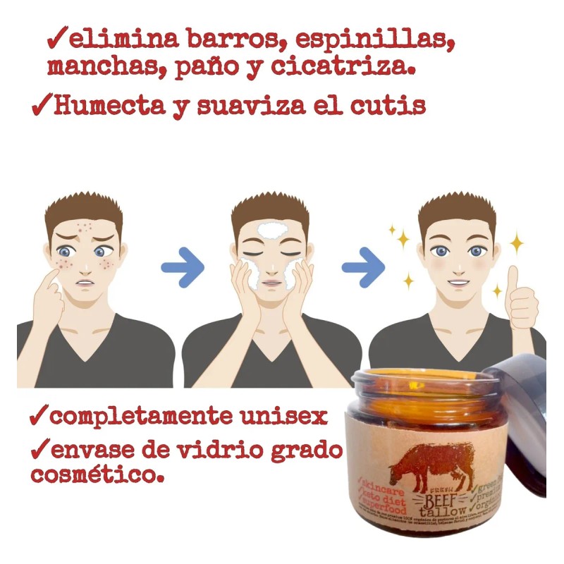 Crema Sebo De Res Caléndula Antiarrugas Antimanchas 140grms Todo Tipo