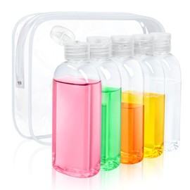 5 Pack 3.4 oz Clear Travel Bottles Kit for Toiletries, TSA Approved Travel Size Portable Refillable Containers Leak Proof Travel Accessories Essentials Set for Shampoo Conditioner Lotion