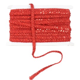Borde de cordón trenzado de lentejuelas, tira de lentejuelas láser con purpurina de 0.4 pulgadas, cinta de lentejuelas para manualidades, decoración de fiestas, 13 yardas, rojo
