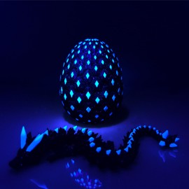 YonaaClin 3D Printed Dragon Egg,Glowing at Night Dragon Egg Animal Figurines,Flexible Joints 3D Printed Animals Fidget Toys,Mysterious Gifts Teen Carnival Prizes,Desk Decor,Bookshelf Decor