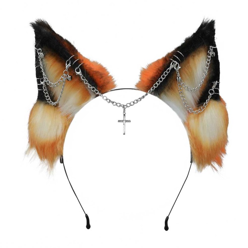 VIGVAN Wolf Ear Headband and Tail Set Fluffy Plush Wolf