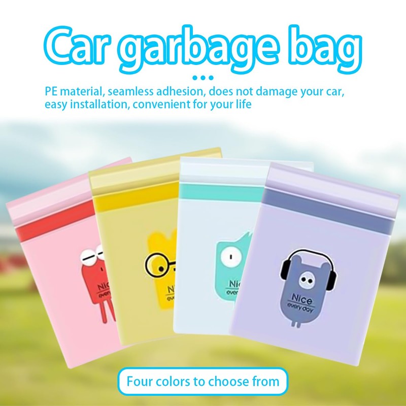 XINLIYA 60PCS Disposable Car Trash Bag, Easy Stick-On Portable Vehicle