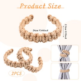 2 Pcs Boho Curtain Tiebacks Rustic Style Braided Curtain Tiebacks Rope Curtains Tie for Thin Light Weight Drapery for Home Bedroom Office Outdoor