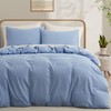 LOVQUE Light Blue Duvet Cover Full Size, 100% Washed Cotton