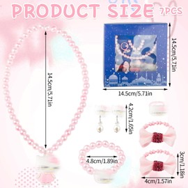 Children's Jewellery, 7-Piece Jewellery Set Girls Cat Accessories Girls with Necklace Bracelet Earrings Hair Accessories for Children for Party Dress Up Party Favours Birthday Gift