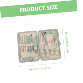 Baluue 18Pcs Stainless Steel Nail Clipper Set Professional Manicure Tools Kit for Men and Women Portable Grooming Set Case Light Green