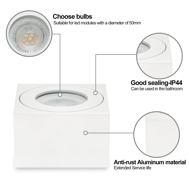 KYOTECH LED Surface-Mounted Spotlight Flat IP44 White Surface-Mounted Ceiling Light