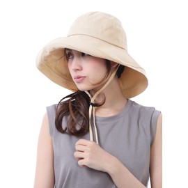 TRAX SHOP TGY-0030 Women's Hat, UV Protection, Wide Brim, Folding, Sun Protection, Sun Protection, Shade Hat, Light Shielding, light beige