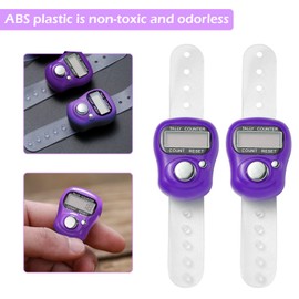 2 Pcs Finger Counters Mini Digital Finger Counter, Counter With 5-digit Display Function Digital Version of Finger Counter Display Finger Counter for Various Indoor Outdoor Activities Counting, Purple
