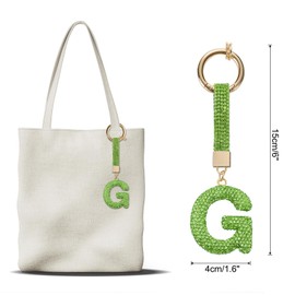 QUARKZMAN Buchstabe G Buchstabenanhänger Strass Initial Alphabet Letters Charm Zubehör für Schlüsselanhänger Armband Armband Halskette Schmuckherstellung Taschen, Hellgrün
