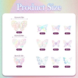 48 Paper Butterfly Decoration, 3D Hollowing, Exquisite and Fashionable, Creative Wall Decals, DIY Art Bedroom Living Room Home Decoration.