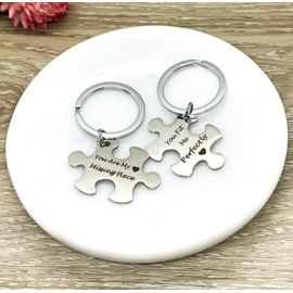 'You Are My Missing Piece/You Fit Me Perfectly' Puzzle Piece Matching Keychains Set for 2, Friendship Keyrings (Stainless Steel) Miss Fit Boutique